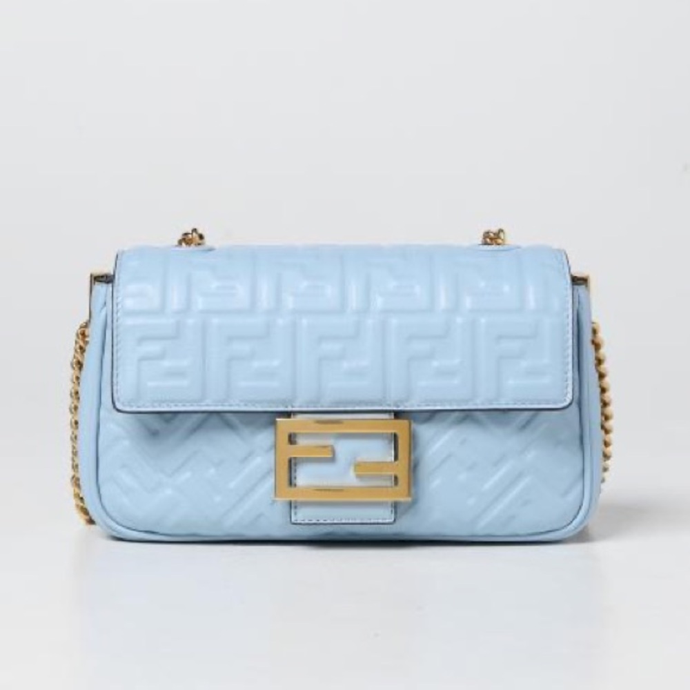 Fendi 2022 Midi Zucca FF Embossed Baguette Chain Bag FEN325222 - Picture 6 of 6